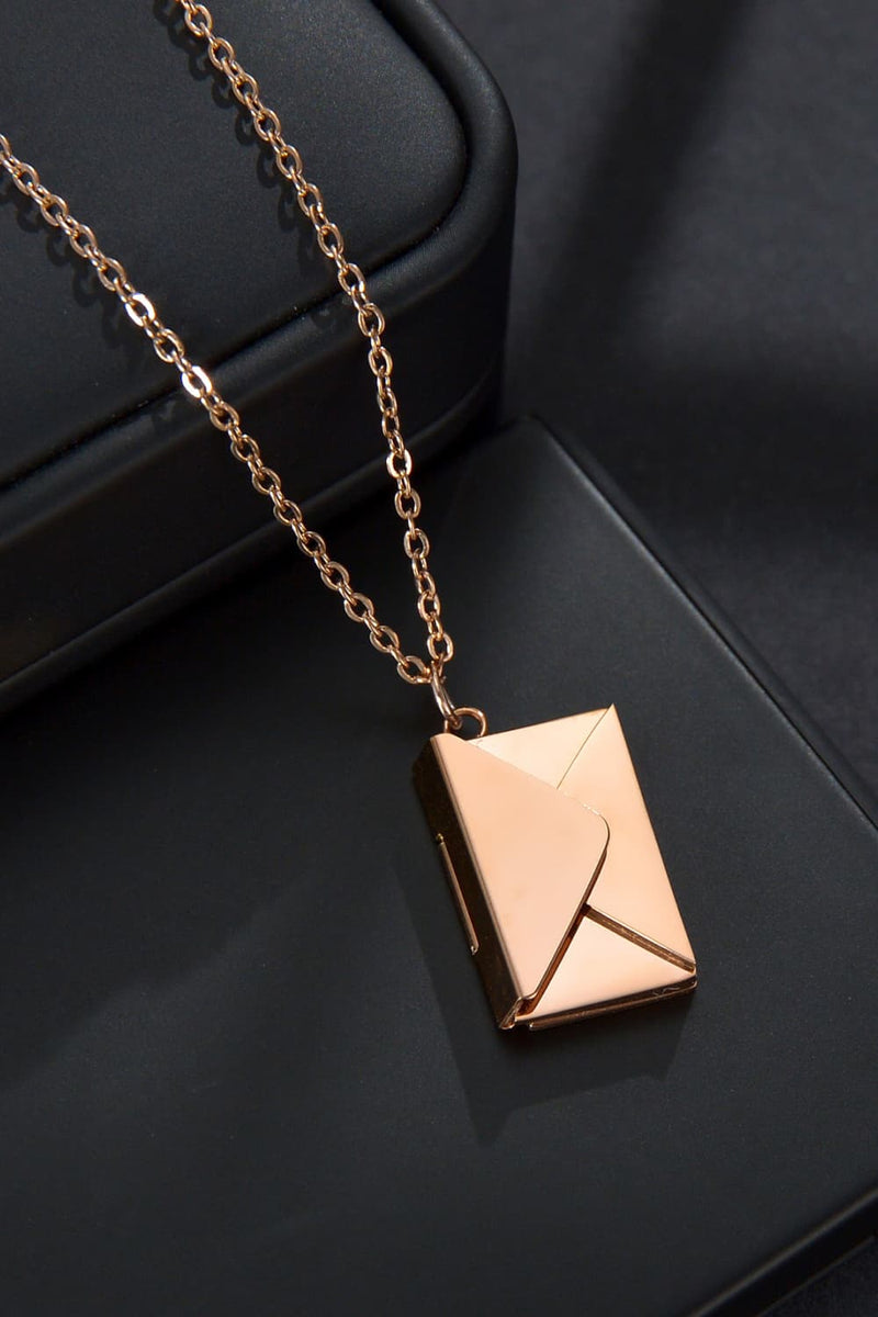 Envelope Pendant Stainless Steel Necklace-Grandfell, Ship From Overseas-Rose Gold-One Size-[option4]-[option5]-[option6]-Womens-USA-Clothing-Boutique-Shop-Online-Clothes Minded