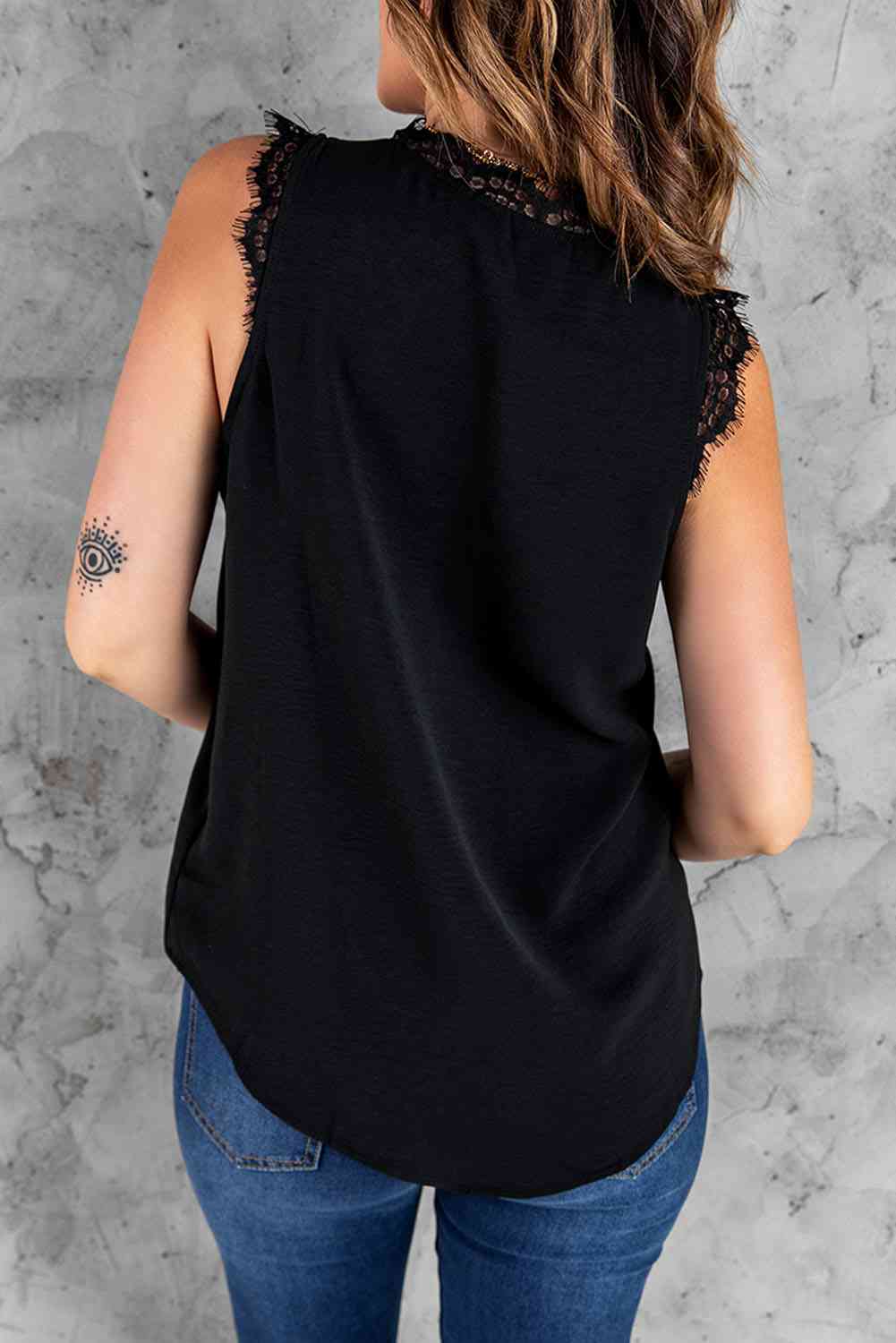 Eyelash Lace V-Neck Tank Top-Ship From Overseas, SYNZ-Black-S-[option4]-[option5]-[option6]-Womens-USA-Clothing-Boutique-Shop-Online-Clothes Minded