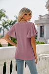 Eyelet Flutter Sleeve Round Neck Top-Tops-Boutique Top, Lamy, Ship From Overseas, Shipping Delay 09/29/2023 - 10/02/2023, Top, Tops-[option4]-[option5]-[option6]-Womens-USA-Clothing-Boutique-Shop-Online-Clothes Minded