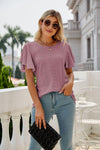 Eyelet Flutter Sleeve Round Neck Top-Tops-Boutique Top, Lamy, Ship From Overseas, Shipping Delay 09/29/2023 - 10/02/2023, Top, Tops-Dusty Purple-S-[option4]-[option5]-[option6]-Womens-USA-Clothing-Boutique-Shop-Online-Clothes Minded