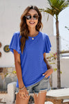 Eyelet Flutter Sleeve Short Sleeve Top-Tops-Boutique Top, Mandy, Ship From Overseas, Top, Tops-[option4]-[option5]-[option6]-Womens-USA-Clothing-Boutique-Shop-Online-Clothes Minded