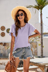Eyelet Flutter Sleeve Short Sleeve Top-Tops-Boutique Top, Mandy, Ship From Overseas, Top, Tops-Lilac-2XL-[option4]-[option5]-[option6]-Womens-USA-Clothing-Boutique-Shop-Online-Clothes Minded
