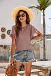 Eyelet Flutter Sleeve Short Sleeve Top-Tops-Boutique Top, Mandy, Ship From Overseas, Top, Tops-Mauve-2XL-[option4]-[option5]-[option6]-Womens-USA-Clothing-Boutique-Shop-Online-Clothes Minded