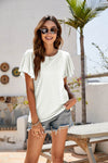 Eyelet Flutter Sleeve Short Sleeve Top-Tops-Boutique Top, Mandy, Ship From Overseas, Top, Tops-White-S-[option4]-[option5]-[option6]-Womens-USA-Clothing-Boutique-Shop-Online-Clothes Minded