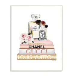 Fashionista Wall Decor-fashionista wall art, Max Retail, wall decor-Fashion books with perfume and makeup brushes on top 10x15-[option4]-[option5]-[option6]-Womens-USA-Clothing-Boutique-Shop-Online-Clothes Minded