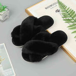 Faux Fur Crisscross Strap Slippers-J.Y.D, Ship From Overseas-Black-S-[option4]-[option5]-[option6]-Womens-USA-Clothing-Boutique-Shop-Online-Clothes Minded
