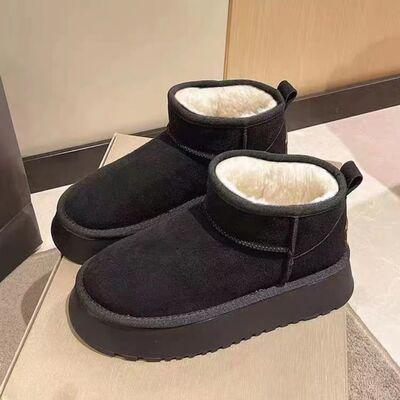 Fleece Lined Chunky Platform Mini Boots-Ship From Overseas, Y*H-Black-5-[option4]-[option5]-[option6]-Womens-USA-Clothing-Boutique-Shop-Online-Clothes Minded
