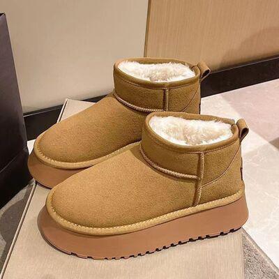Fleece Lined Chunky Platform Mini Boots-Ship From Overseas, Y*H-Camel-5-[option4]-[option5]-[option6]-Womens-USA-Clothing-Boutique-Shop-Online-Clothes Minded