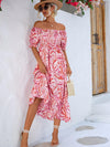Floral Smocked Flounce Sleeve Midi Dress-Ship From Overseas, YO-[option4]-[option5]-[option6]-Womens-USA-Clothing-Boutique-Shop-Online-Clothes Minded