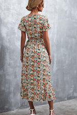 Floral Surplice Neck Tied Midi Dress-Dress-Boutique Dress, Dress, Ship From Overseas, YO-[option4]-[option5]-[option6]-Womens-USA-Clothing-Boutique-Shop-Online-Clothes Minded