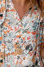 Floral Tie Neck Shoulder Detail Blouse-Tops-Ship From Overseas-[option4]-[option5]-[option6]-Womens-USA-Clothing-Boutique-Shop-Online-Clothes Minded