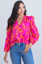 Floral Tropical Ruffle Top-110 Long Sleeve Tops-Floral Top, Floral Tropical Ruffle Top, Max Retail, Ruffle Sleeve Top, sale, Sale Top, Tropical Top-Medium-[option4]-[option5]-[option6]-Womens-USA-Clothing-Boutique-Shop-Online-Clothes Minded