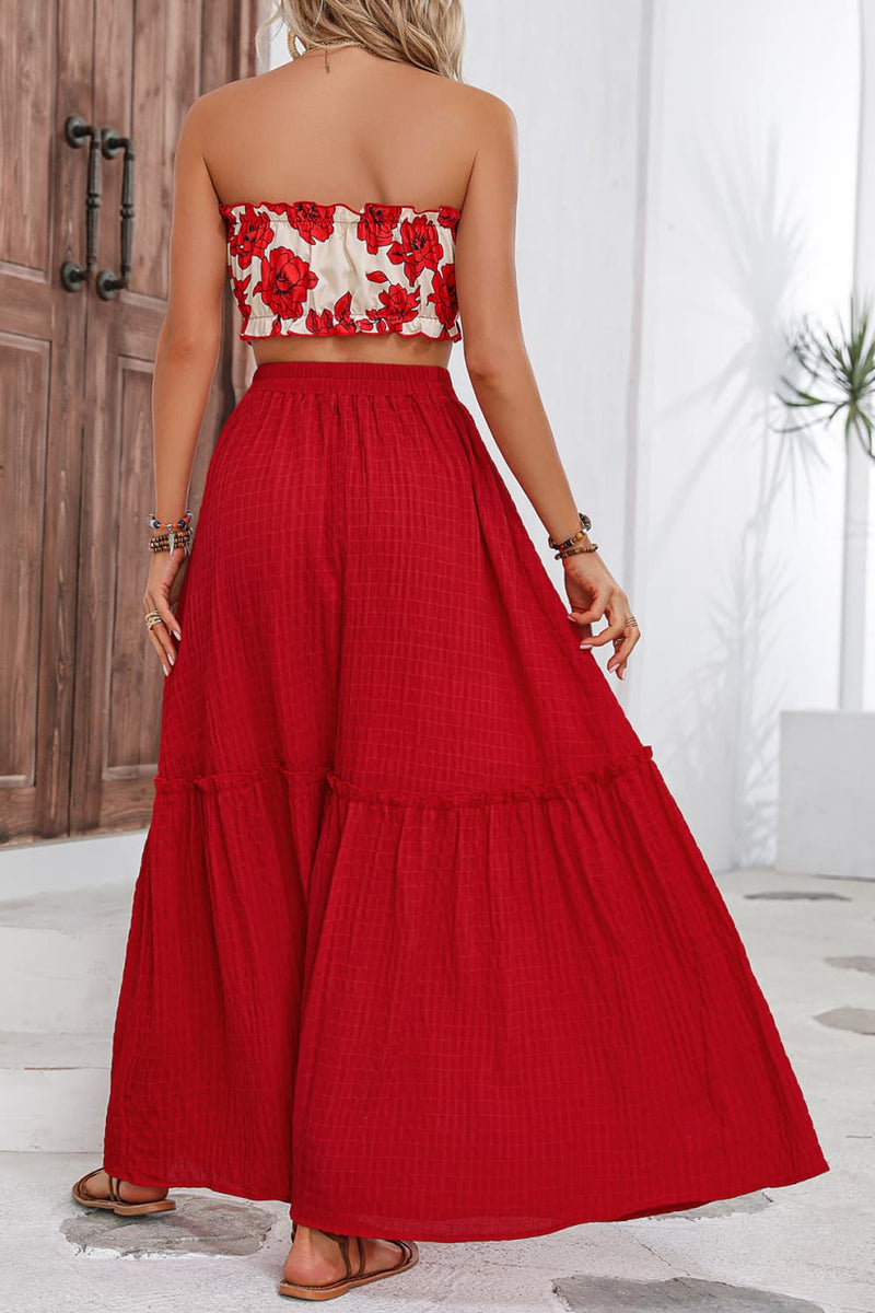 Floral Tube Top and Maxi Skirt Set-Hanny, Ship From Overseas-[option4]-[option5]-[option6]-Womens-USA-Clothing-Boutique-Shop-Online-Clothes Minded