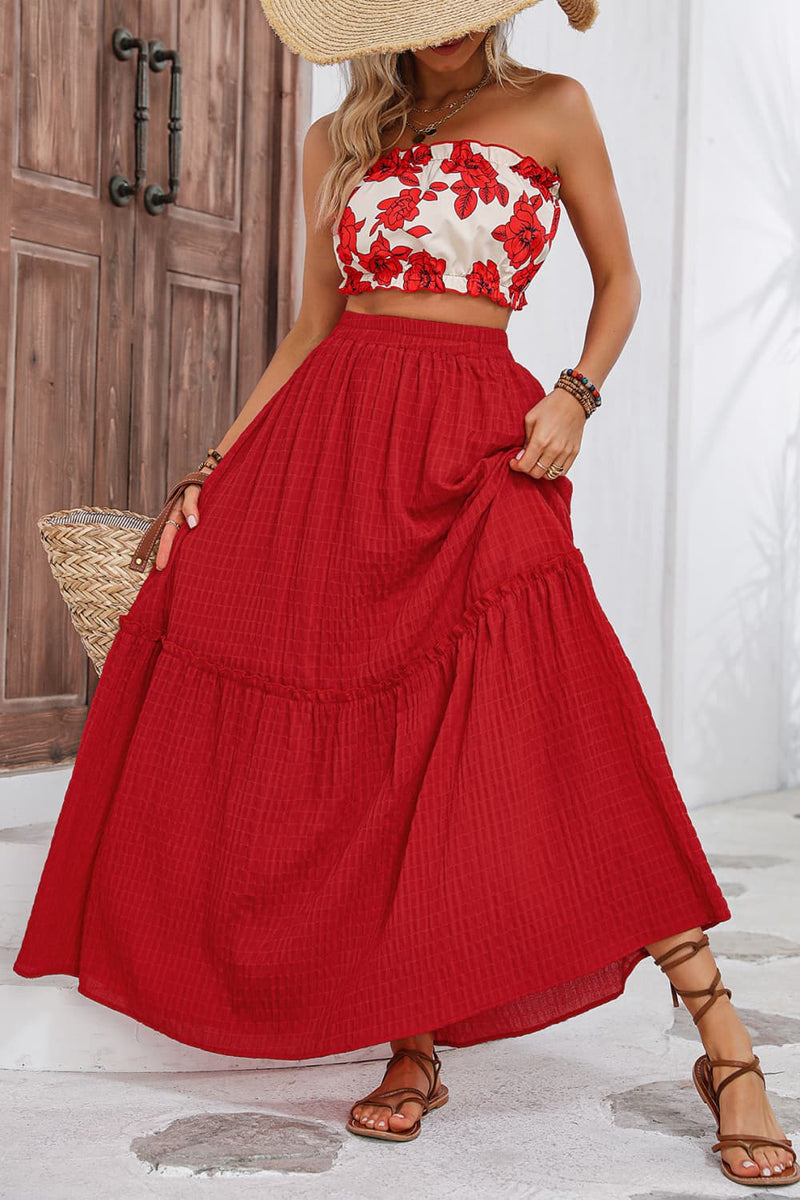 Floral Tube Top and Maxi Skirt Set-Hanny, Ship From Overseas, Shipping Delay 09/29/2023 - 10/04/2023-[option4]-[option5]-[option6]-Womens-USA-Clothing-Boutique-Shop-Online-Clothes Minded