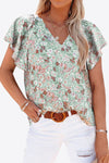 Floral V-Neck Flutter Sleeve Blouse-Tops-Ship From Overseas, Shipping Delay 09/29/2023 - 10/02/2023-Gum Leaf-S-[option4]-[option5]-[option6]-Womens-USA-Clothing-Boutique-Shop-Online-Clothes Minded