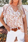 Floral V-Neck Flutter Sleeve Blouse-Tops-Ship From Overseas, Shipping Delay 09/29/2023 - 10/02/2023-Ivory-S-[option4]-[option5]-[option6]-Womens-USA-Clothing-Boutique-Shop-Online-Clothes Minded