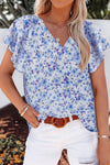 Floral V-Neck Flutter Sleeve Blouse-Tops-Ship From Overseas, Shipping Delay 09/29/2023 - 10/02/2023-Sky Blue-S-[option4]-[option5]-[option6]-Womens-USA-Clothing-Boutique-Shop-Online-Clothes Minded