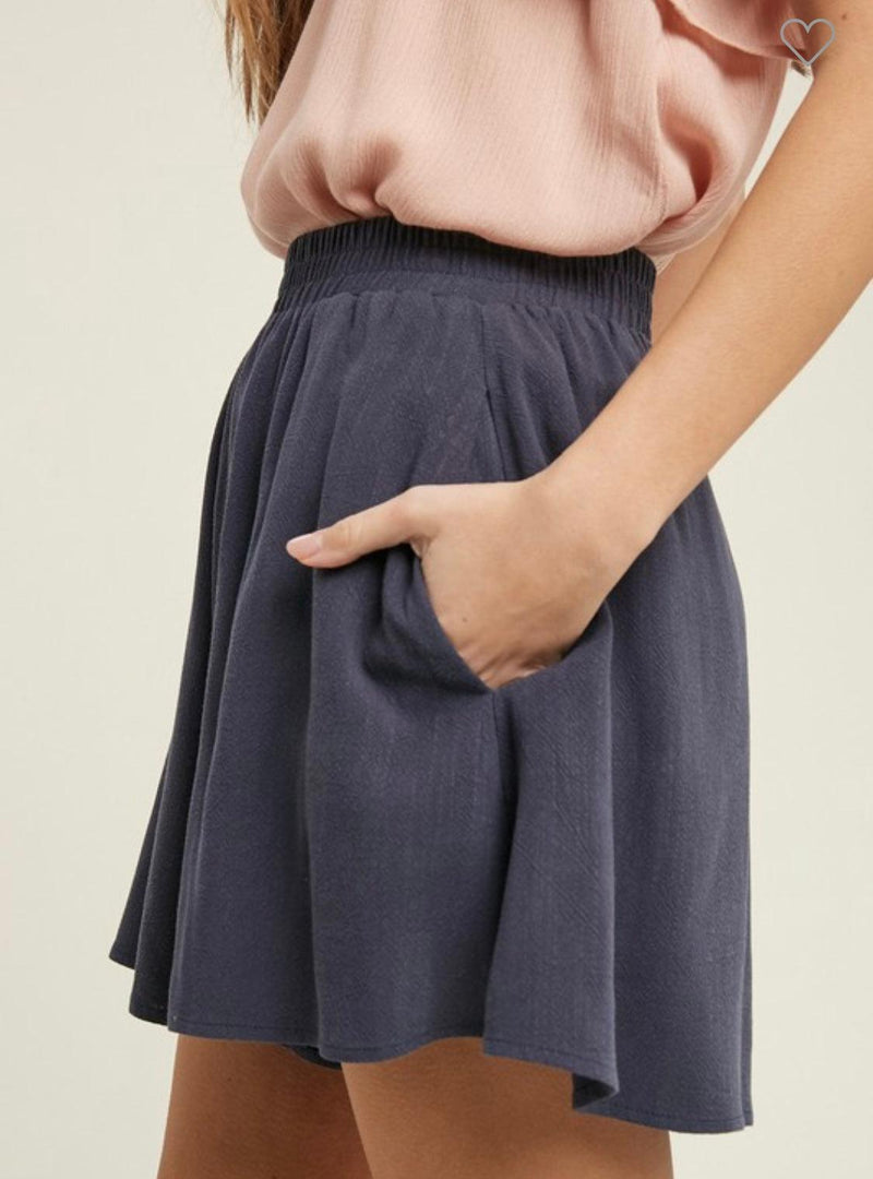 Flowy Navy Shorts-160 Bottoms-Elastic Waist Shorts, Flowy Navy Shorts, Max Retail, Navy Shorts, sale-Small-[option4]-[option5]-[option6]-Womens-USA-Clothing-Boutique-Shop-Online-Clothes Minded