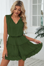 Frill Trim Tie Neck Sleeveless Mini Dress-Lamy, Ship From Overseas, Shipping Delay 09/29/2023 - 10/02/2023-[option4]-[option5]-[option6]-Womens-USA-Clothing-Boutique-Shop-Online-Clothes Minded