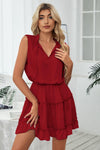 Frill Trim Tie Neck Sleeveless Mini Dress-Lamy, Ship From Overseas-Wine-S-[option4]-[option5]-[option6]-Womens-USA-Clothing-Boutique-Shop-Online-Clothes Minded