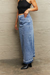 Front Slit Maxi Denim Skirt-Dragon-L, Ship From Overseas-[option4]-[option5]-[option6]-Womens-USA-Clothing-Boutique-Shop-Online-Clothes Minded