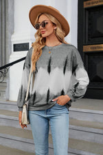Gradient Round Neck Long Sleeve Sweatshirt-Shirts & Tops-Ship From Overseas, Shipping Delay 09/29/2023 - 10/02/2023, Tops, X&D-Charcoal-S-[option4]-[option5]-[option6]-Womens-USA-Clothing-Boutique-Shop-Online-Clothes Minded