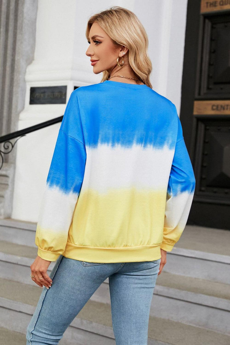 Gradient Round Neck Long Sleeve Sweatshirt-Shirts & Tops-Ship From Overseas, Shipping Delay 09/29/2023 - 10/02/2023, Tops, X&D-[option4]-[option5]-[option6]-Womens-USA-Clothing-Boutique-Shop-Online-Clothes Minded