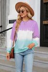 Gradient Round Neck Long Sleeve Sweatshirt-Shirts & Tops-Ship From Overseas, Shipping Delay 09/29/2023 - 10/02/2023, Tops, X&D-Lavender-S-[option4]-[option5]-[option6]-Womens-USA-Clothing-Boutique-Shop-Online-Clothes Minded