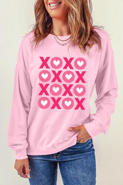 Graphic Round Neck Dropped Shoulder Sweatshirt-Ship From Overseas, SYNZ-Carnation Pink-S-[option4]-[option5]-[option6]-Womens-USA-Clothing-Boutique-Shop-Online-Clothes Minded