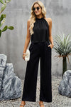 Grecian Neck Sleeveless Pocketed Top and Pants Set-DY, Ship From Overseas-Black-S-[option4]-[option5]-[option6]-Womens-USA-Clothing-Boutique-Shop-Online-Clothes Minded