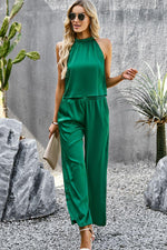 Grecian Neck Sleeveless Pocketed Top and Pants Set-DY, Ship From Overseas-Green-S-[option4]-[option5]-[option6]-Womens-USA-Clothing-Boutique-Shop-Online-Clothes Minded