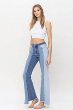 HIGH RISE RELAXED FLARE WITH UNEVEN RAW HEM-Bottoms-Contemporary, Flare, Jeans-[option4]-[option5]-[option6]-Womens-USA-Clothing-Boutique-Shop-Online-Clothes Minded