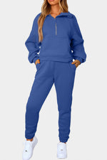 Half-Zip Sports Set with Pockets-Lounge Sets-Lounge Set, Ship From Overseas, SYNZ-Royal Blue-S-[option4]-[option5]-[option6]-Womens-USA-Clothing-Boutique-Shop-Online-Clothes Minded