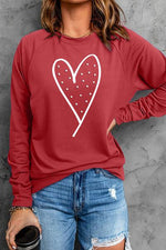 Heart Pearl Detail Round Neck Sweatshirt-Ship From Overseas, SYNZ-Scarlet-S-[option4]-[option5]-[option6]-Womens-USA-Clothing-Boutique-Shop-Online-Clothes Minded