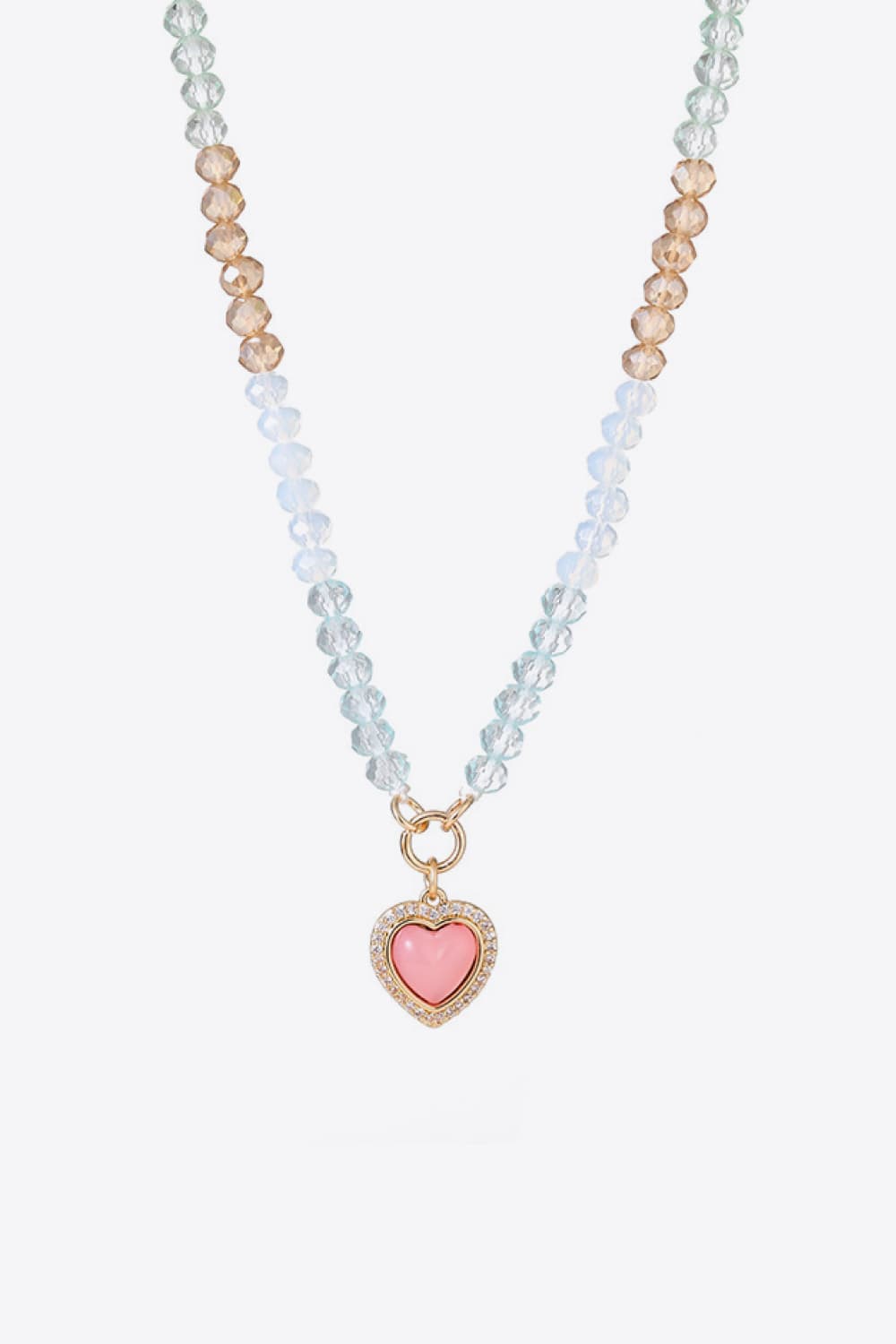 Heart Pendant Beaded Necklace-Ken, Ship From Overseas-Carnation Pink-One Size-[option4]-[option5]-[option6]-Womens-USA-Clothing-Boutique-Shop-Online-Clothes Minded