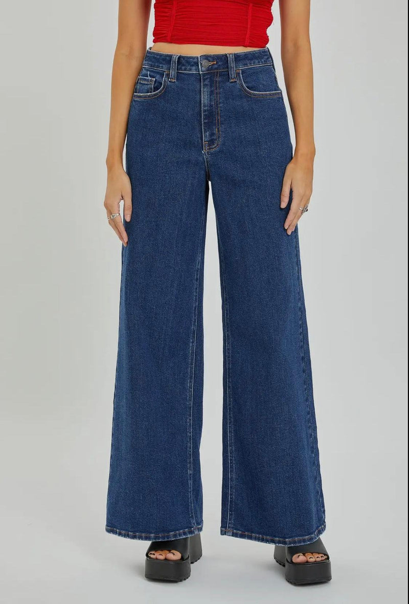 High Rise Wide Leg Dark Wash Jeans-160 Bottoms-High Rise Jeans, High Rise Wide Leg Jeans, High Waisted Jeans, Jeans, Wide Leg Jeans-[option4]-[option5]-[option6]-Womens-USA-Clothing-Boutique-Shop-Online-Clothes Minded