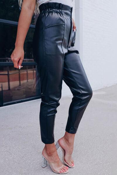 High Waist PU Leather Cropped Pants-Ship From Overseas, SYNZ-[option4]-[option5]-[option6]-Womens-USA-Clothing-Boutique-Shop-Online-Clothes Minded