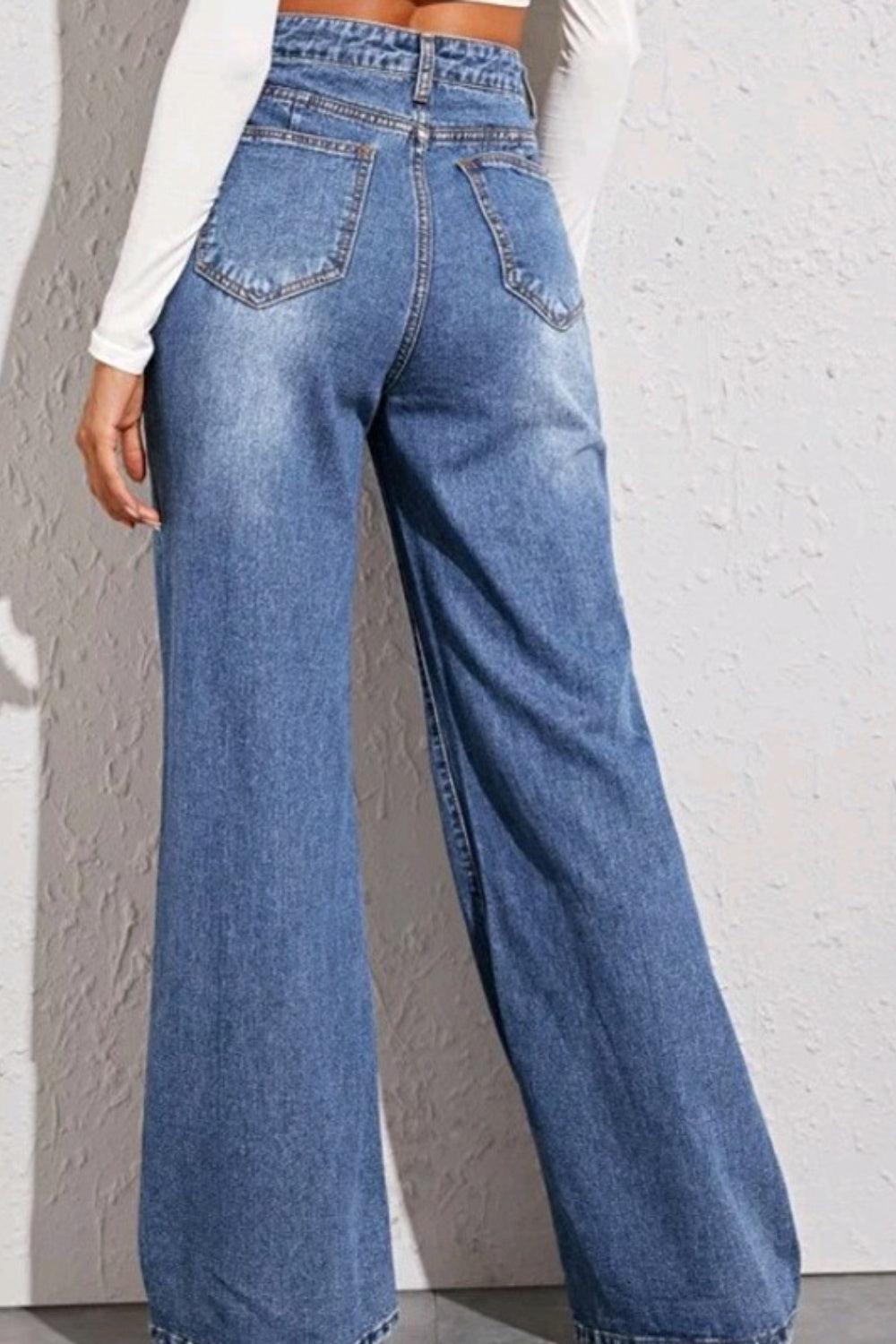 High Waist Wide Leg Jeans-Jeans-Jeans, Ship From Overseas, Shipping Delay 09/29/2023 - 10/02/2023, X@Y@K-Dusty Blue-XS-[option4]-[option5]-[option6]-Womens-USA-Clothing-Boutique-Shop-Online-Clothes Minded
