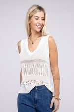 Hole Knitted Vest-Sweater Vests-WHITE-M-[option4]-[option5]-[option6]-Womens-USA-Clothing-Boutique-Shop-Online-Clothes Minded