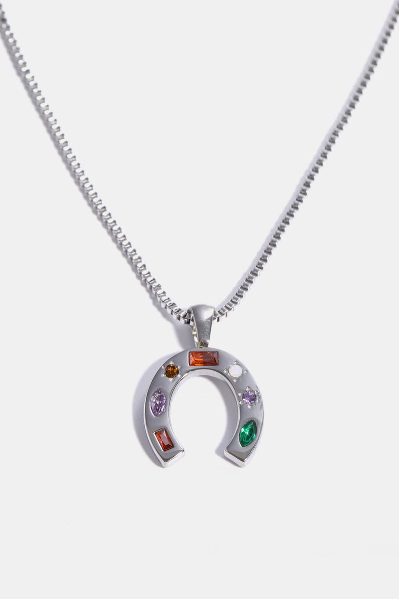 Inlaid Zircon Pendant Stainless Steel Necklace-H&S, Ship From Overseas, Shipping Delay 09/29/2023 - 10/04/2023-U/Silver-One Size-[option4]-[option5]-[option6]-Womens-USA-Clothing-Boutique-Shop-Online-Clothes Minded