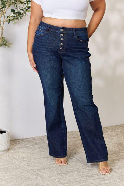 Judy Blue Button-Fly Straight Jeans-Judy Blue, Ship from USA-[option4]-[option5]-[option6]-Womens-USA-Clothing-Boutique-Shop-Online-Clothes Minded