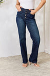Judy Blue Button-Fly Straight Jeans-Judy Blue, Ship from USA-Dark-0(24)-[option4]-[option5]-[option6]-Womens-USA-Clothing-Boutique-Shop-Online-Clothes Minded