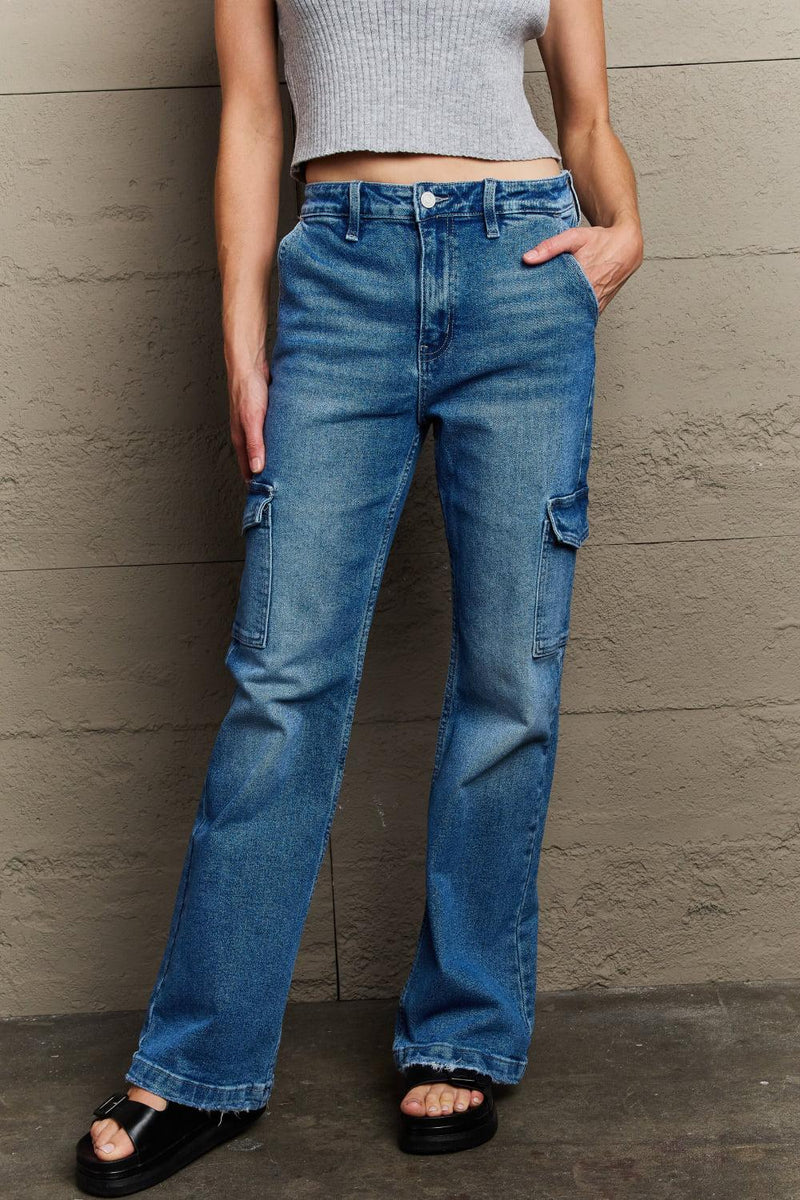 Kancan Holly High Waisted Cargo Flare Jeans-Kancan, Ship from USA-[option4]-[option5]-[option6]-Womens-USA-Clothing-Boutique-Shop-Online-Clothes Minded