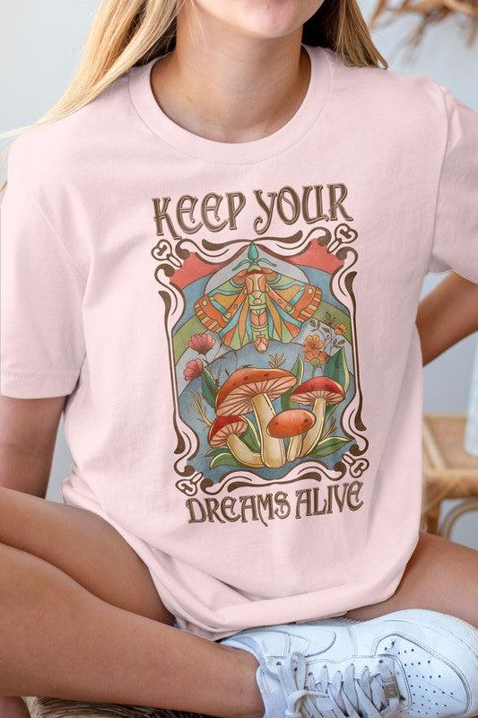 Keep Your Dreams Alive, Graphic Tee-Shirts & Tops-Contemporary, Cotton, Graphic T-shirts, Only at FashionGo, Print Screen, Round Neck, Short Sleeve-Soft Pink-S-[option4]-[option5]-[option6]-Womens-USA-Clothing-Boutique-Shop-Online-Clothes Minded