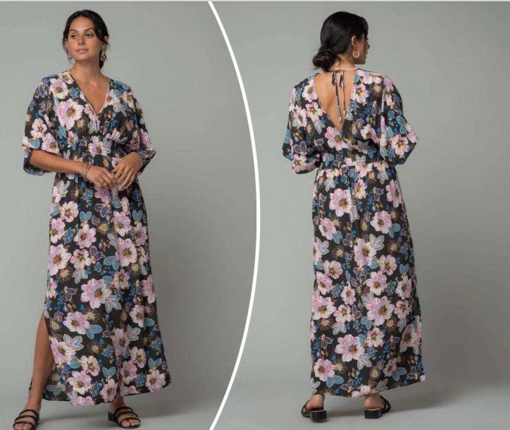 Kimono Sleeve Smocked Waist Floral Dress With Back Tie Detail-150 Dresses-Boutique Maxi Dress, Dress, Floral Dress, floral kimono dress, Floral Maxi Dress, Lovestitch Maxi Dress, Max Retail, Maxi Dress, sale, Sale Dress, Smocked Maxi Dress-M/L-[option4]-[option5]-[option6]-Womens-USA-Clothing-Boutique-Shop-Online-Clothes Minded