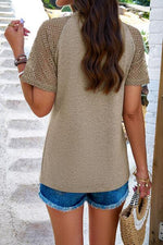 Lace Detail Round Neck Short Sleeve T-Shirt-DY, Ship From Overseas-[option4]-[option5]-[option6]-Womens-USA-Clothing-Boutique-Shop-Online-Clothes Minded