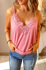 Lace Trim V-Neck Cami Top-Shirts & Tops-trendsi express event ends at 03/31/2023-Pink-2XL-[option4]-[option5]-[option6]-Womens-USA-Clothing-Boutique-Shop-Online-Clothes Minded