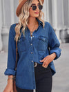 Long Sleeve Denim Shirt Jacket-Shirts & Tops-Boutique Top, M.F, Ship From Overseas, Shipping Delay 09/29/2023 - 10/02/2023, Top, Tops-Medium-S-[option4]-[option5]-[option6]-Womens-USA-Clothing-Boutique-Shop-Online-Clothes Minded
