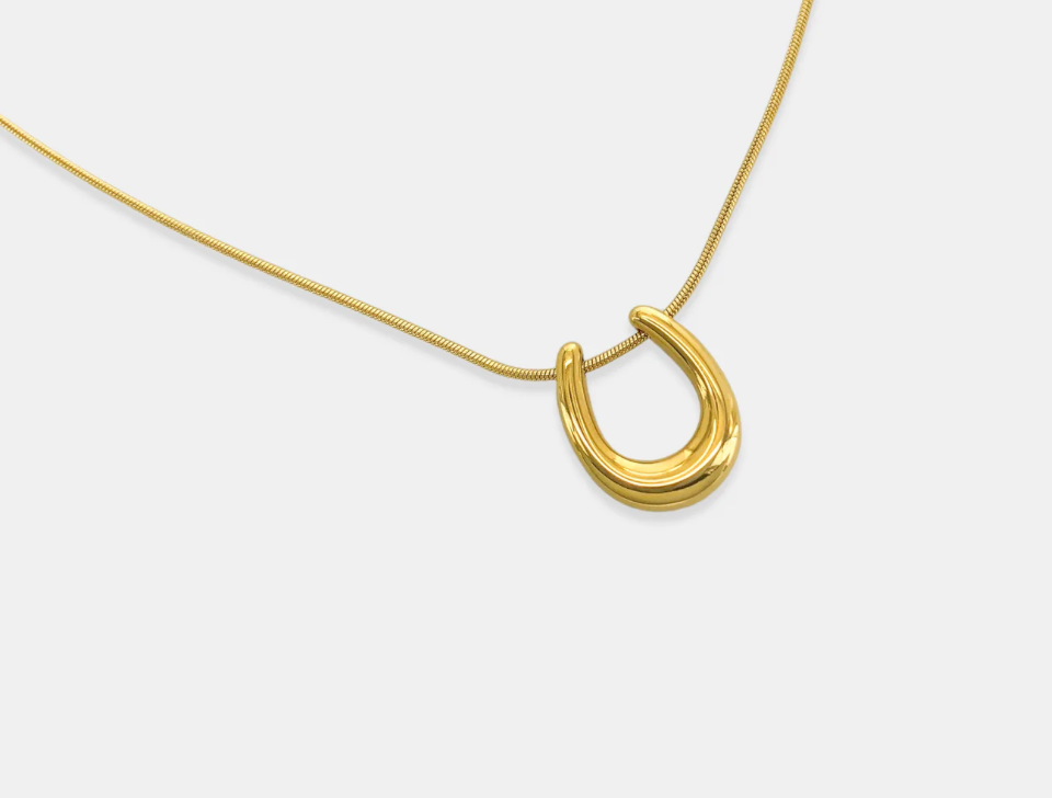 Lucky Horseshoe Gold Pendant Necklace-180 Jewelry-Gold Necklace, Necklace, Necklaces, Pendant Necklace-[option4]-[option5]-[option6]-Womens-USA-Clothing-Boutique-Shop-Online-Clothes Minded