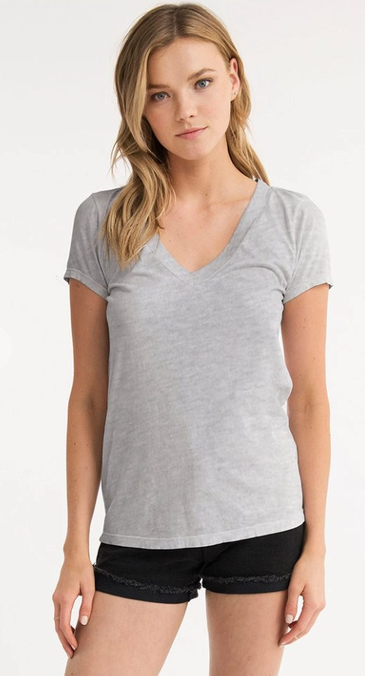 Luxe Tee-100 Short Sleeve Tops-Gray V-Neck Tee, LA Made Tee, Luxe Tee, Made in USA, Max Retail, Tops, V-Neck Tee-Large-[option4]-[option5]-[option6]-Womens-USA-Clothing-Boutique-Shop-Online-Clothes Minded